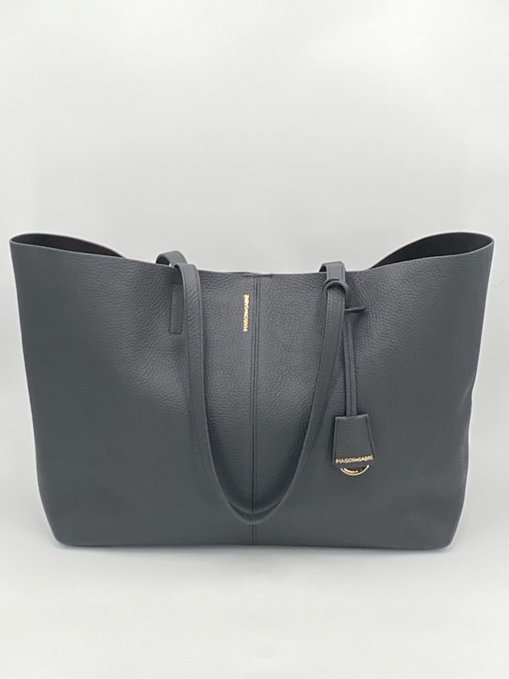 👜 MAISON de SABRÉ LEATHER TOTE BAG – BLACK – GOLD HARDWARE – NEW - Picture 2 of 9